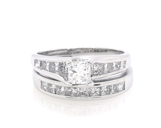 Previously Owned Princess-Cut Diamond Bridal Set 1-3/8 ct tw 14K White Gold Size 8