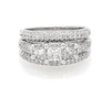 Thumbnail Image 1 of Previously Owned Princess-Cut Diamond Three-Stone Bridal Set 1-3/4 ct tw 14K White Gold Size 8.25
