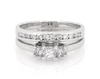 Thumbnail Image 1 of Previously Owned Princess-Cut Diamond Three-Stone Bridal Set 5/8 ct tw 14K White Gold & Platinum Size 7.75