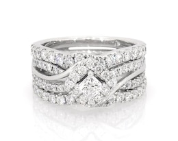 Previously Owned THE LEO Diamond Princess-Cut Bridal Set 1-1/2 ct tw 14K White Gold Size 6.5