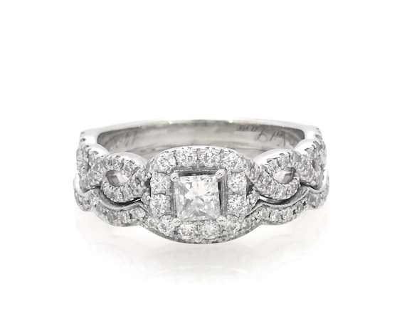 Previously Owned Neil Lane Princess-Cut Diamond Bridal Set 7/8 ct tw 14K White Gold Size