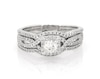 Thumbnail Image 1 of Previously Owned Round-Cut Diamond Halo Bridal Set 5/8 ct tw 14K White Gold Size 7.5