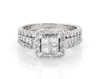 Thumbnail Image 1 of Previously Owned Princess-Cut Quad Diamond Halo Bridal Set 1-3/8 ct tw 10K White Gold Size 7.5