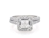 Thumbnail Image 1 of Previously Owned Princess-Cut Quad Diamond Halo Bridal Set 1-1/5 ct tw 14K White Gold Size 5.5