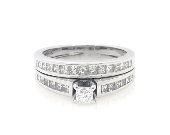 Previously Owned Princess-Cut Diamond Bridal Set 7/8 ct tw 14K White Gold Size