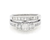 Thumbnail Image 1 of Previously Owned Princess-Cut Diamond Three-Stone Bridal Set 1-3/8 ct tw 14K White Gold Size 6.75