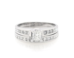 Previously Owned Princess-Cut Diamond Bridal Set 1-7/8 ct tw 14K White Gold Size 9