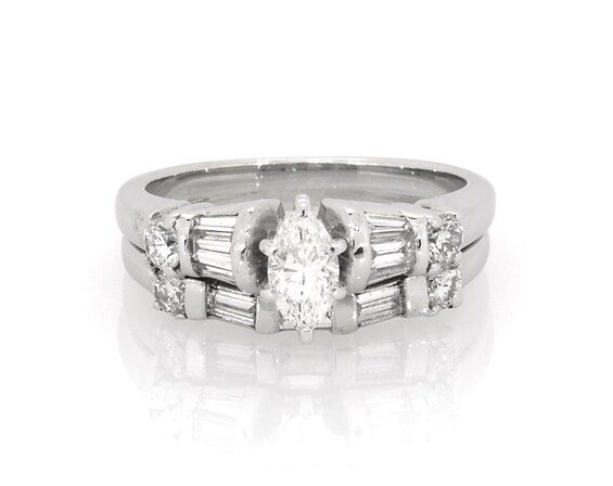 Previously Owned Marquise-Cut Diamond Bridal Set 7/8 ct tw 14K White Gold Size 4.75