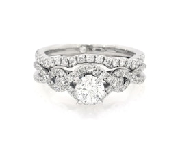 Previously Owned Round-Cut Diamond Bypass Bridal Set 1 ct tw 14K White Gold Size 5.25