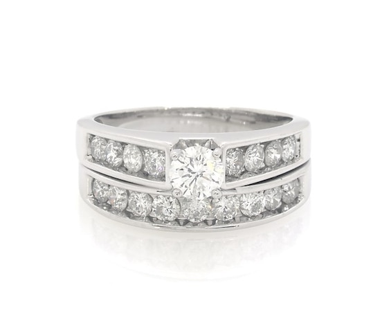 Previously Owned Round-Cut Diamond Bridal Set 1-3/8 ct tw 14K White Gold Size
