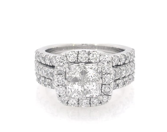 Previously Owned Princess-Cut Diamond Bridal Set 2 ct tw 14K White Gold Size 4.5