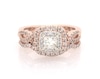 Thumbnail Image 1 of Previously Owned Princess-Cut Diamond Double Halo Bridal Set 7/8 ct tw 14K Two Tone Gold Size 5.5