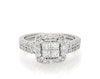 Thumbnail Image 1 of Previously Owned Princess-Cut Quad Diamond Halo Bridal Set 1-1/5 ct tw 14K White Gold Size 6