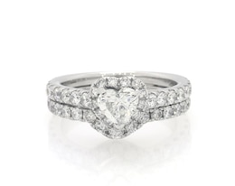 Previously Owned Neil Lane Heart-Shaped Diamond Halo Bridal Set 1-3/8 ct tw 14K White Gold Size 5.25
