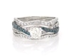 Thumbnail Image 1 of Previously Owned Round-Cut White & Blue Diamond Bridal Set 1 ct tw 14K White Gold Size 5