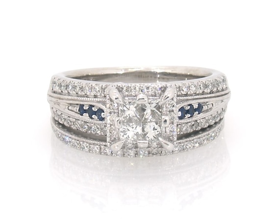 Previously Owned Princess-Cut Quad Diamond Bridal Set 3/4 ct tw 14K White Gold Size 6
