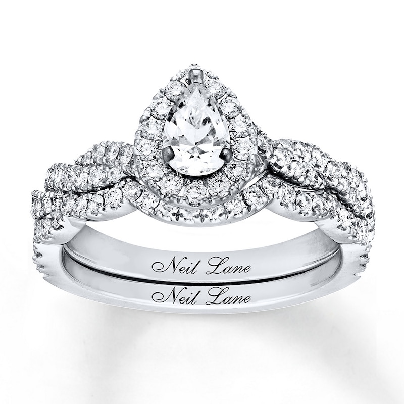 Main Image 1 of Previously Owned Neil Lane Pear-Shaped Diamond Bridal Set 7/8 ct tw 14K White Gold Size 7.5