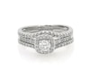 Thumbnail Image 1 of Previously Owned Round-Cut Diamond Halo Bridal Set 5/8 ct tw 10K White Gold Size 6.5