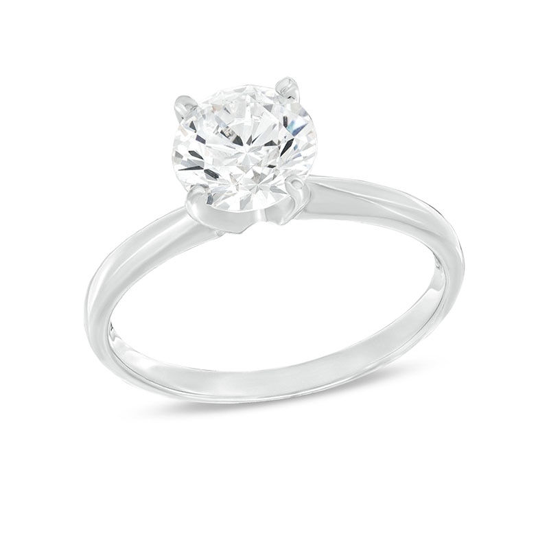 Main Image 1 of Previously Owned Certified Diamond Round-Cut Solitaire Engagement Ring 1-1/2 carats 14K White Gold (I/I2)