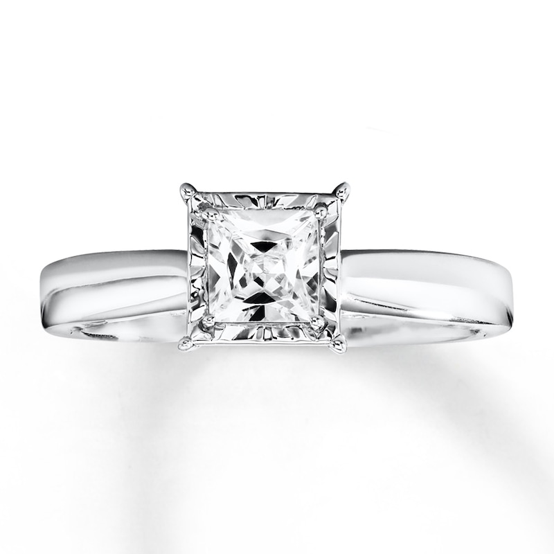 Main Image 1 of Previously Owned Diamond Engagement Ring 1/2 Carat 10K White Gold (J/I3)