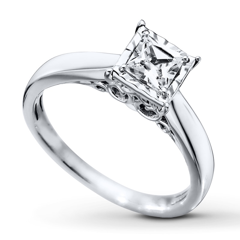 Main Image 3 of Previously Owned Diamond Engagement Ring 1/2 Carat 10K White Gold (J/I3)