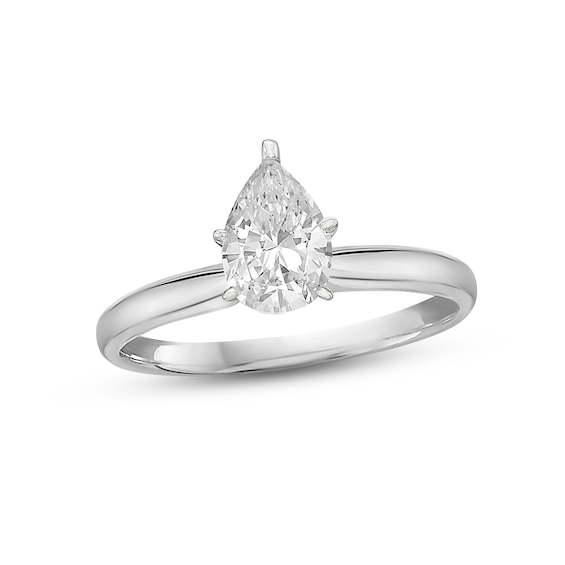 Previously Owned Certified Diamond Solitaire 1 ct Pear-shaped 14K White Gold (I/I1)