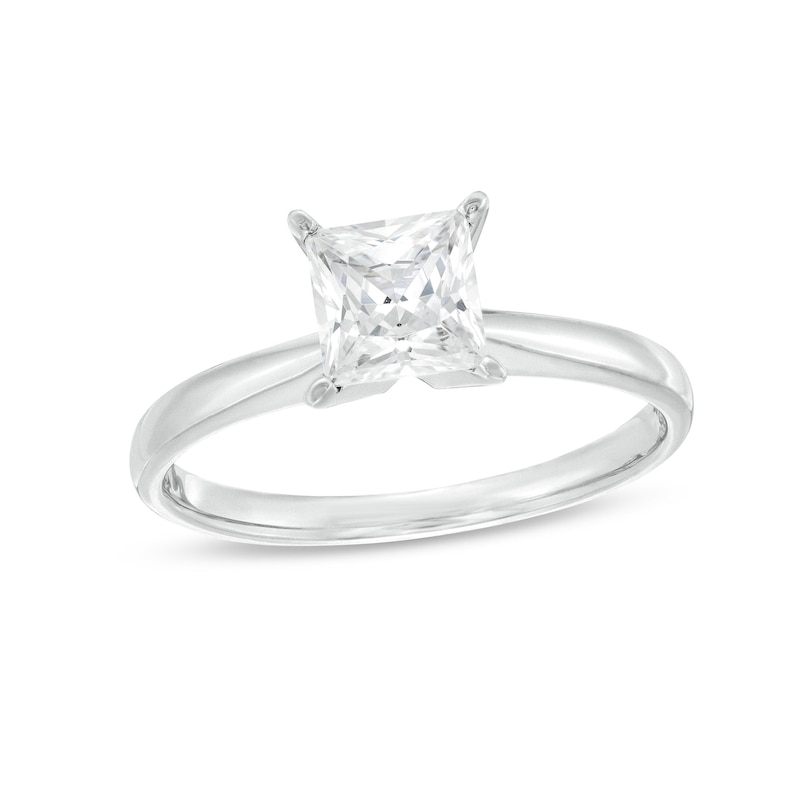 Main Image 1 of Previously Owned Princess-Cut Diamond Solitaire Engagement Ring 1 ct tw 14K White Gold (I/I2)