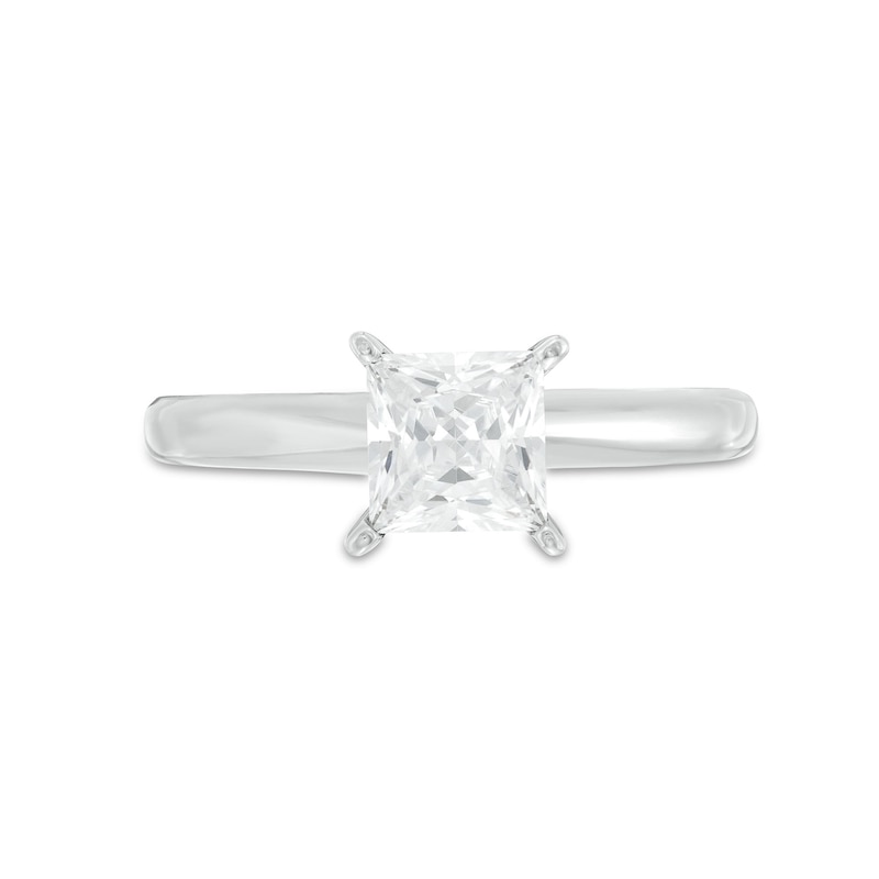 Main Image 4 of Previously Owned Princess-Cut Diamond Solitaire Engagement Ring 1 ct tw 14K White Gold (I/I2)