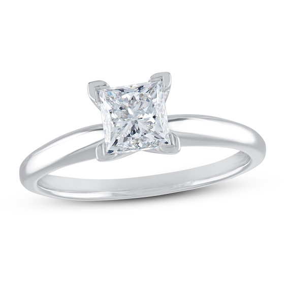 Previously Owned Diamond Solitaire Engagement Ring 1/2 ct tw Princess-cut 10K White Gold (I/I3)