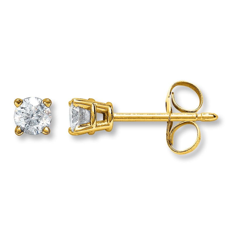 Main Image 1 of Previously Owned Diamond Solitaire Earrings 1/3 ct tw Round-cut 14K Yellow Gold (I/I2)