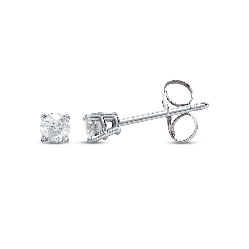 Main Image 1 of Previously Owned Diamond Solitaire Earrings 1/2 ct tw Round-cut 14K White Gold (I/I2)