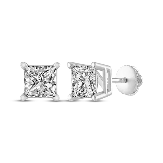 Previously Owned Diamond Solitaire Earrings 1 ct tw Princess-cut 14K White Gold