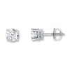 Thumbnail Image 1 of Previously Owned Diamond Solitaire Earrings 1-1/2 ct tw Round-cut 14K White Gold (K/I2)