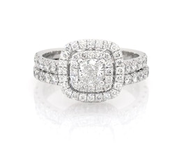 Previously Owned Neil Lane Cushion-Cut Diamond Bridal Set 1-5/8 ct tw 14K White Gold Size 7