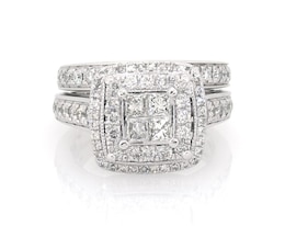 Previously Owned Princess-Cut Quad Diamond Bridal Set 1-1/2 ct tw 14K White Gold Size 6
