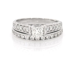 Previously Owned Princess-Cut Diamond Bridal Set 1 ct tw 14K White Gold Size 8