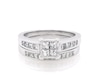 Thumbnail Image 1 of Previously Owned Princess-Cut Quad Diamond Bridal Set 1-1/6 ct tw 14K White Gold Size 7.25