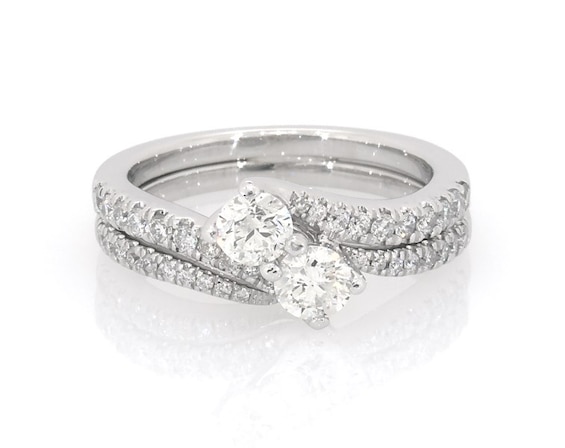Previously Owned Ever Us Round-Cut Diamond Bridal Set 7/8 ct tw 14K White Gold Size 6.5