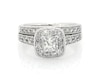 Thumbnail Image 1 of Previously Owned Princess-Cut Diamond Halo Bridal Set 1-1/5 ct tw 14K White Gold Size 9.25