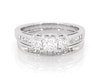 Thumbnail Image 1 of Previously Owned Princess-Cut Three-Stone Diamond Bridal Set 1-1/5 ct tw 10K White Gold Size 6.75