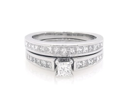 Previously Owned Princess-Cut Diamond Bridal Set 7/8 ct tw 14K White Gold Size 4.75