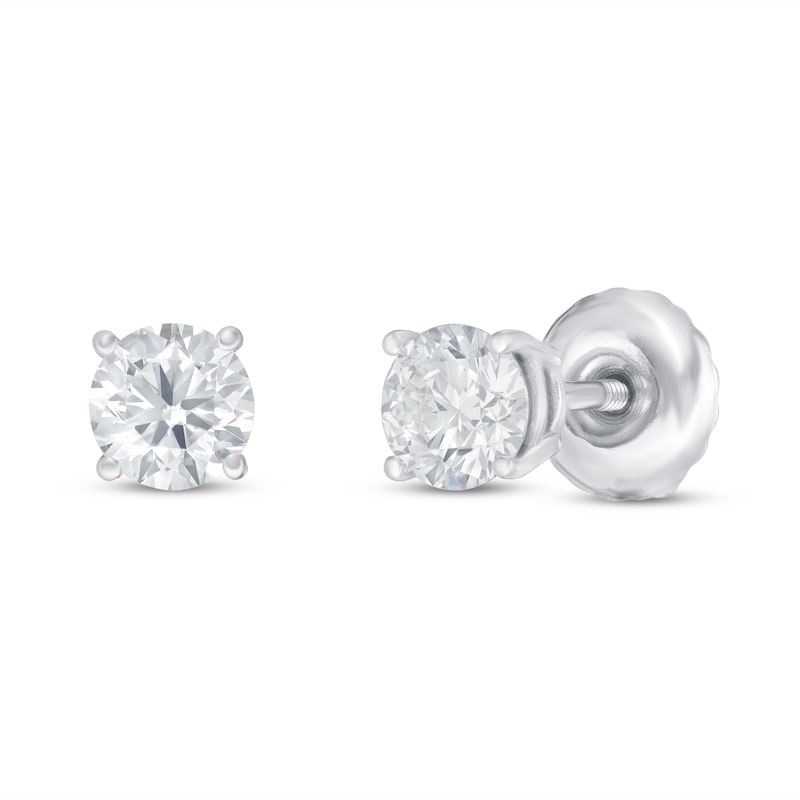 Main Image 1 of Previously Owned KAY Lab-Grown Diamonds Solitaire Stud Earrings 1/2 ct tw 14K White Gold (F/SI2)