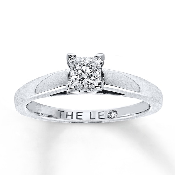 Previously Owned THE LEO Artisan Diamond Princess-Cut Solitaire Engagement Ring 1/2 ct tw 14K White Gold & Platinum (I/SI2)