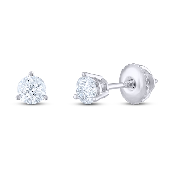 Previously Owned THE LEO Diamond Solitaire Earrings 1/2 ct tw Round-cut 14K White Gold (I/I1)