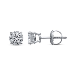 Previously Owned Certified Solitaire Diamond Earrings 3/4 ct tw Round-cut 14K Gold