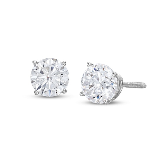 Previously Owned KAY Lab-Grown Diamonds Solitaire Stud Earrings 1 ct tw 14K White Gold (F/SI2)