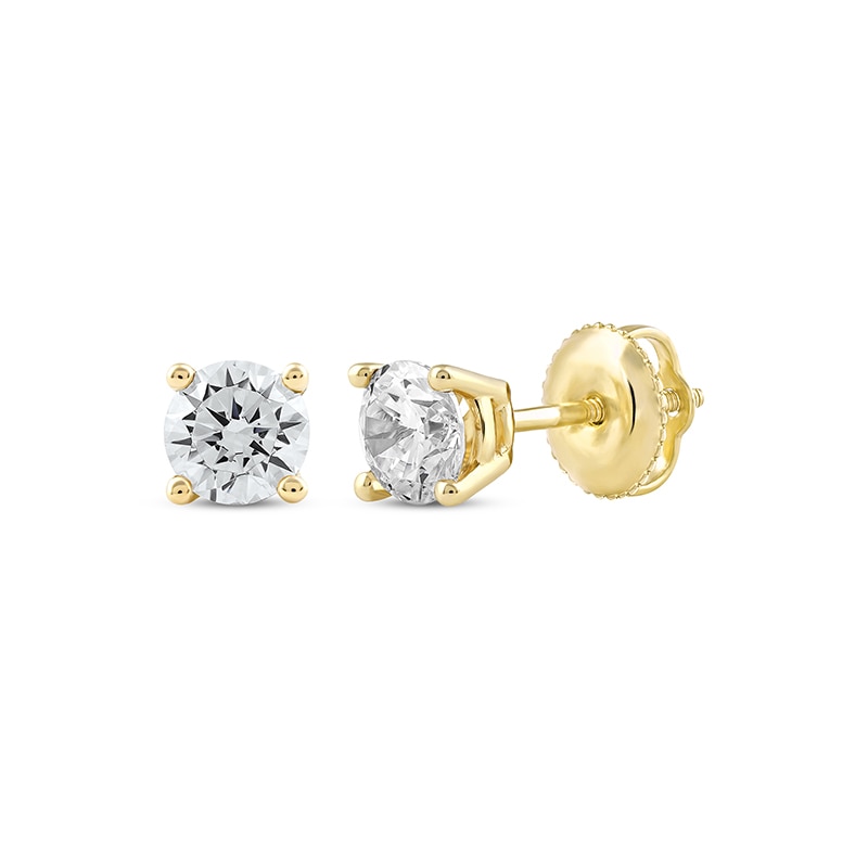 Main Image 1 of Previously Owned Lab-Created Diamonds by KAY Round-Cut Solitaire Stud Earrings 3/4 ct tw 14K Yellow Gold (F/SI2)