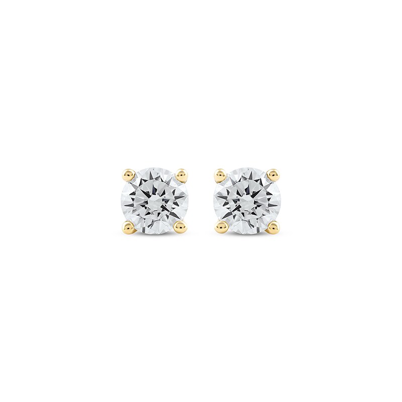 Main Image 2 of Previously Owned Lab-Created Diamonds by KAY Round-Cut Solitaire Stud Earrings 3/4 ct tw 14K Yellow Gold (F/SI2)