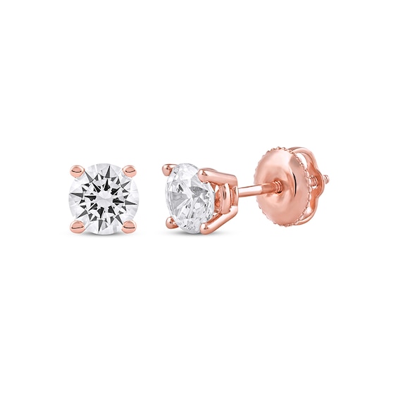 Previously Owned KAY Lab-Grown Diamonds Round-Cut Solitaire Stud Earrings 1 ct tw 14K Rose Gold (F/SI2)