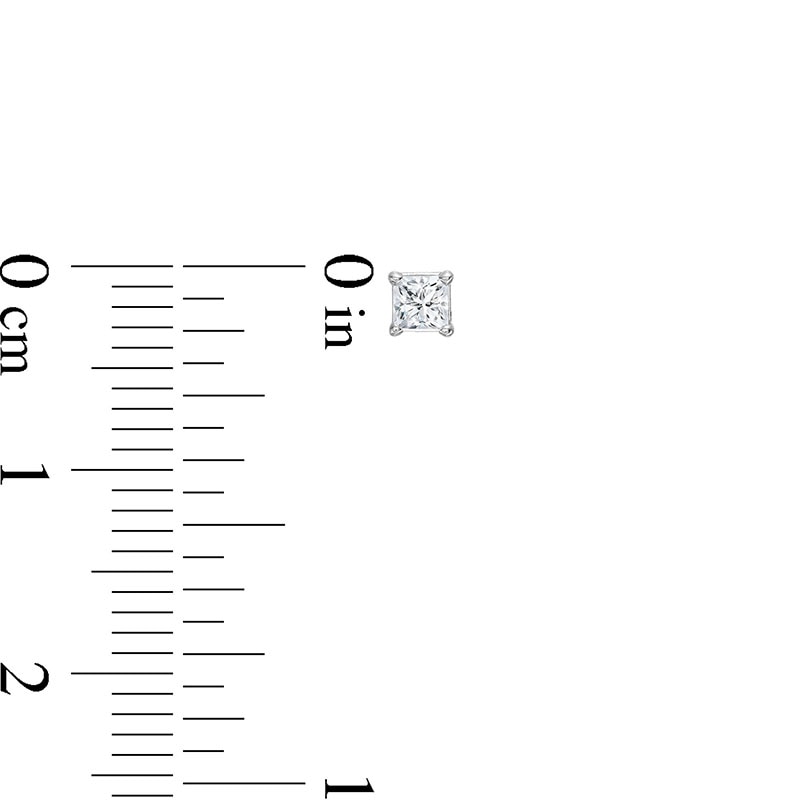 Main Image 3 of Previously Owned Diamond Solitaire Stud Earrings 1/4 ct tw Princess-cut 14K White Gold (I/I2)